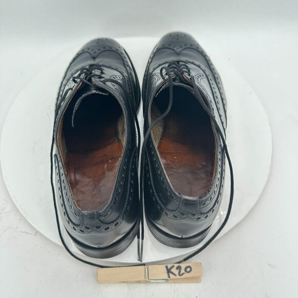 Toscana by Global Super Prime Men US 9.5 Black Leather Wingtip Oxford Shoes - Picture 9 of 12